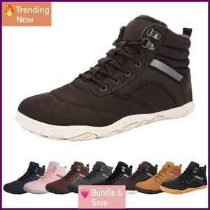 Winter Barefoot Boots Wide Toe Box Zero Drop Sole Water Resistant Ankle Booties